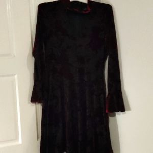 Faux velvet choker style cut out neck dress